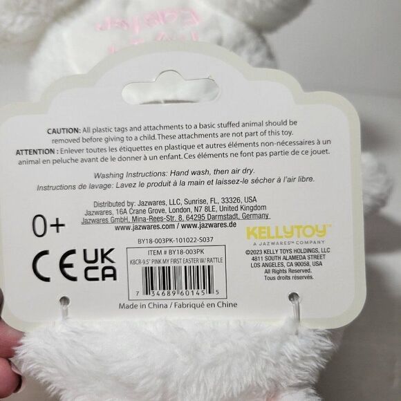 Kelly Baby My 1st Easter Bunny Rattle Baby Plush Toy Lovey Soft Rabbit Pink NWT - Picture 9 of 12